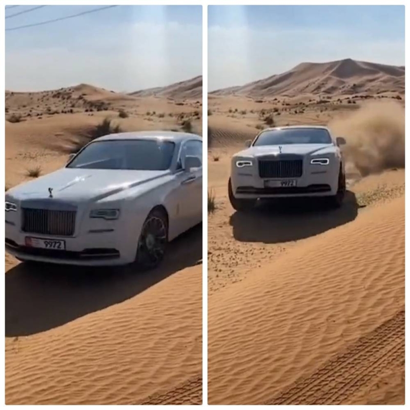 شاهد.. قائد سيارة "روز رايز" يمارس التطعيس في رمال الصحراء ويثير الجدل