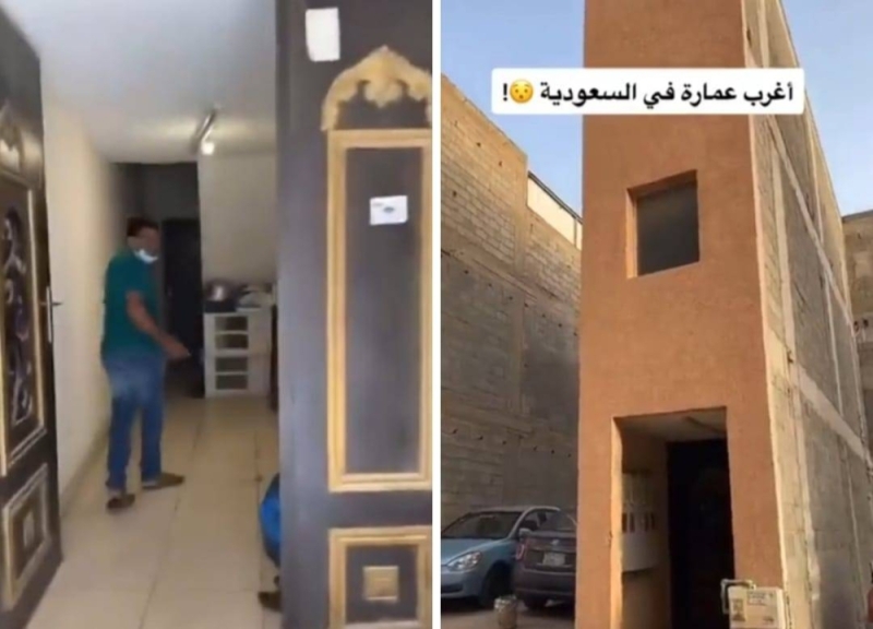  شاهد أغرب منزل في السعودية عرضه 2 متر ويعيش بداخله سكان