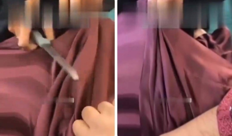 شاهد.. امرأة سعودية  تتفاجأ بارتداء زوجها ثوب مغربي وتمزقه بـ"سكين"بسبب الغيرة !
